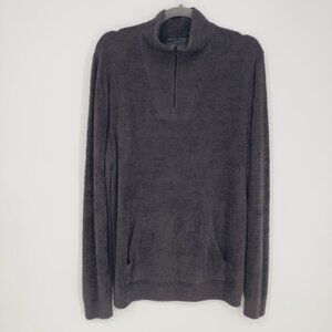 Barefoot Dreams Cozychic Lite Half Zip Pullover Sweater L Womens Charcoal Gray